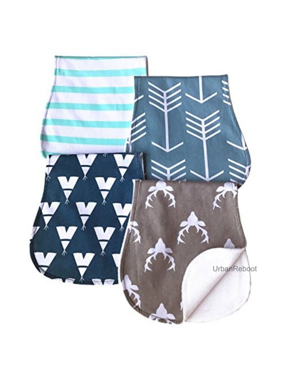 4 Pack Soft Absorbent 100% Cotton Baby Burp Cloths Curved Nursing Set